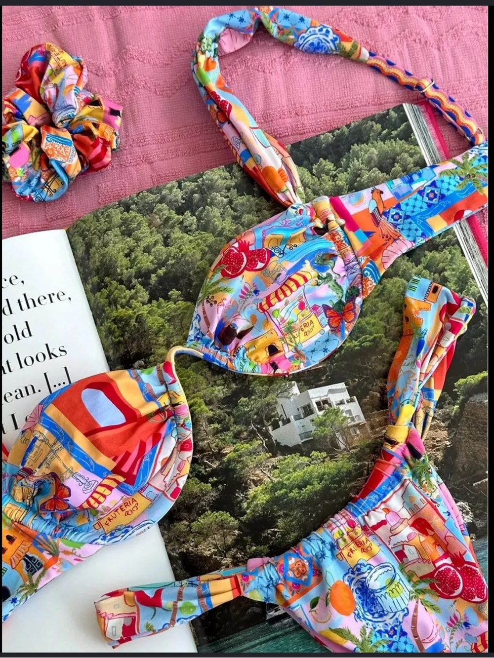 Jimmi Swim Colorful Patterned Bikini Set - Pink & Multicolor sz M NWT